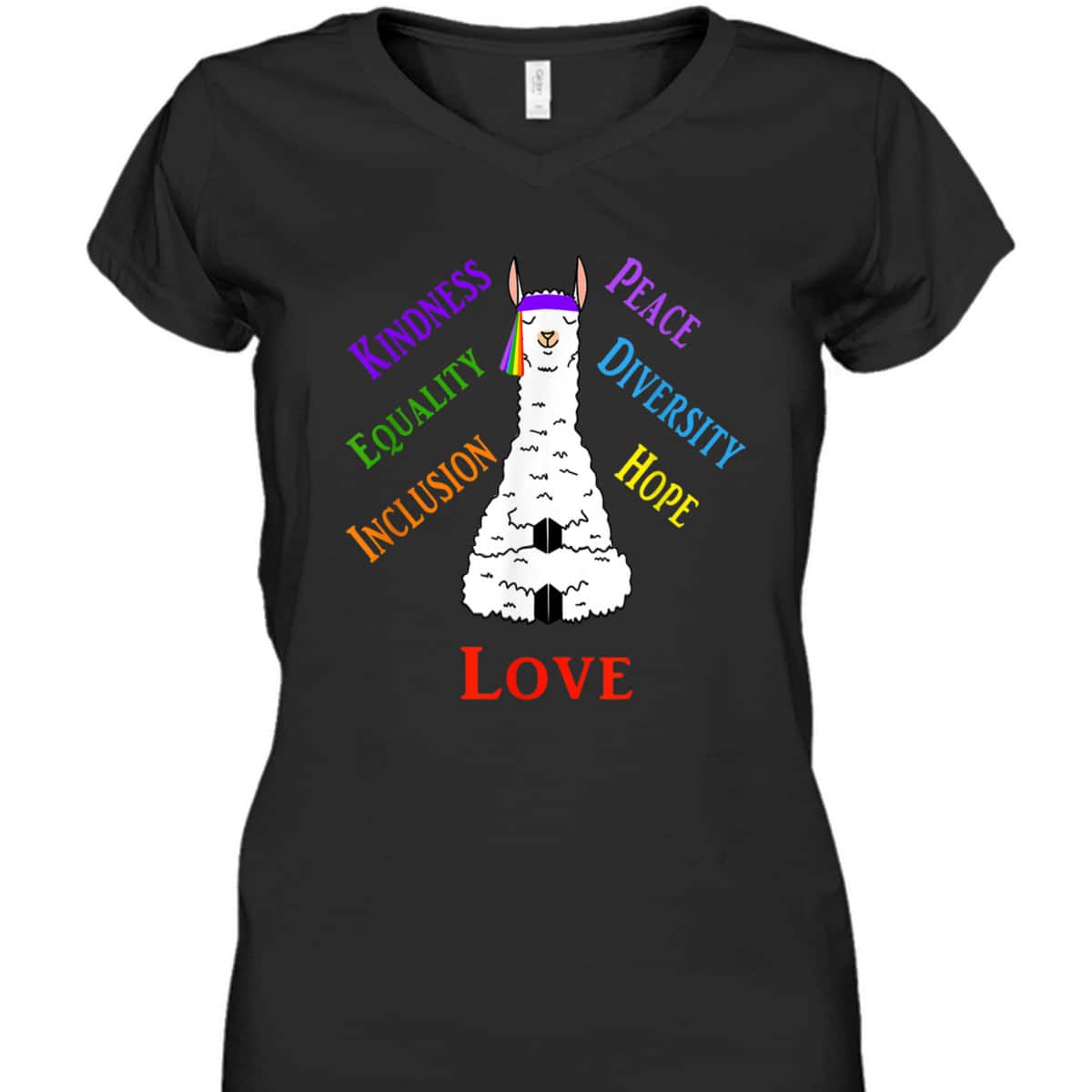 Llama Peace Love Inclusion Equality Diversity Human Rights T-Shirt