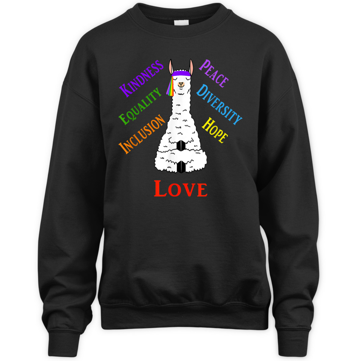 Llama Peace Love Inclusion Equality Diversity Human Rights T-Shirt