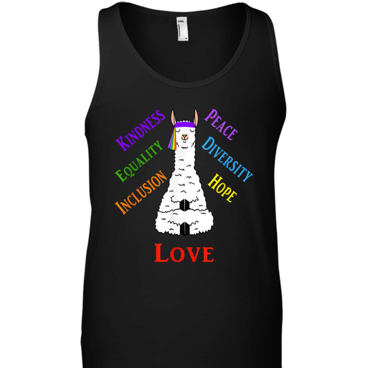 Llama Peace Love Inclusion Equality Diversity Human Rights T-Shirt