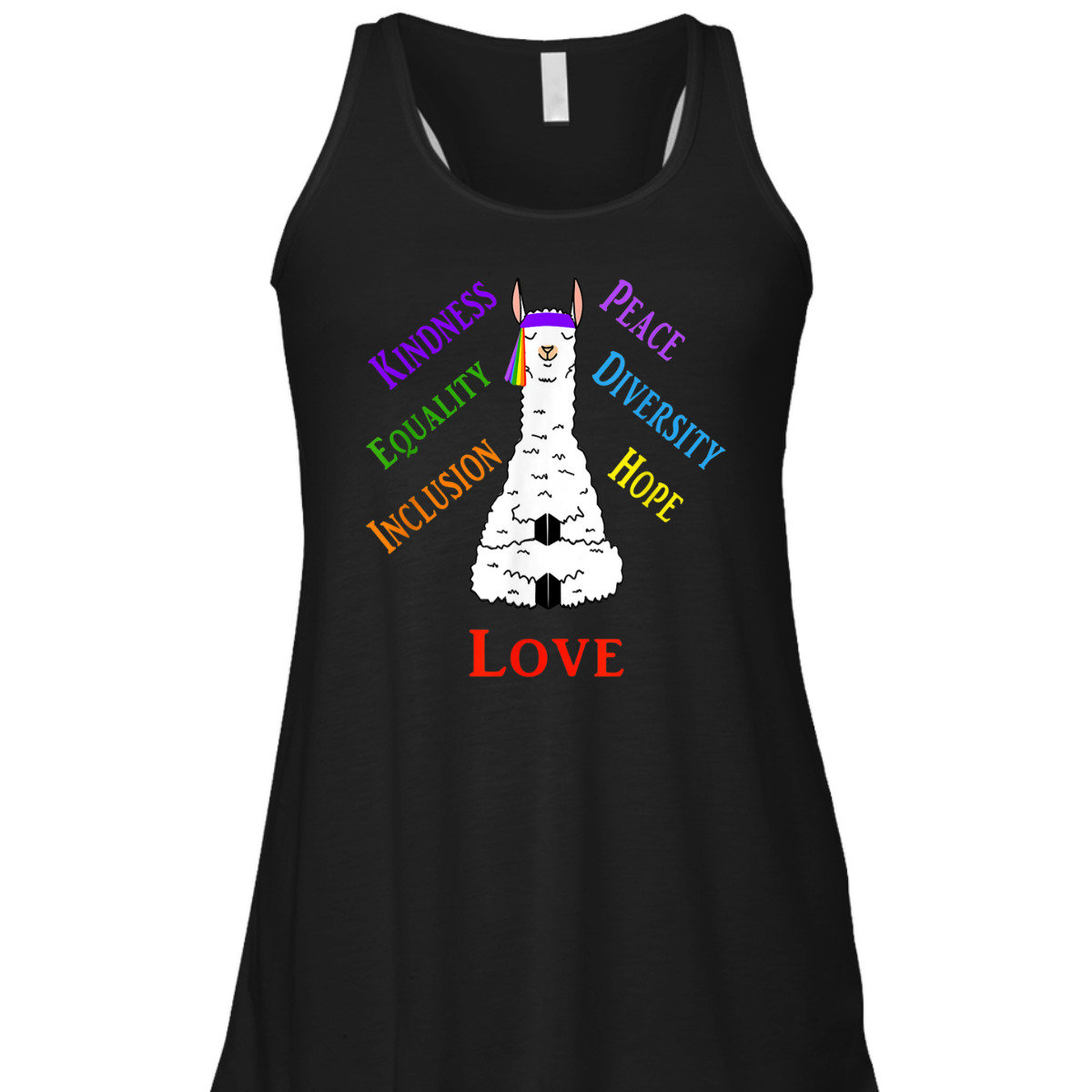 Llama Peace Love Inclusion Equality Diversity Human Rights T-Shirt