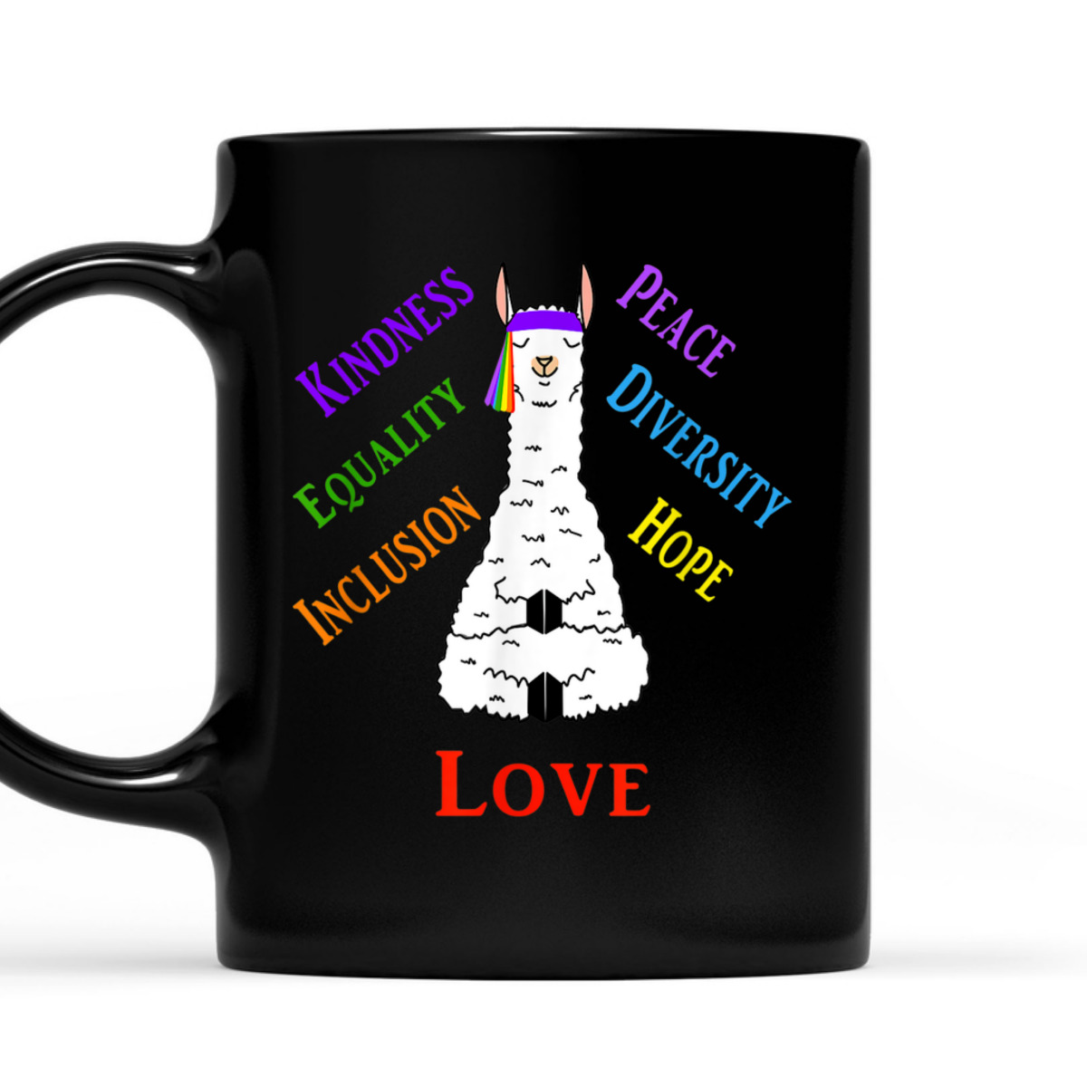Llama Peace Love Inclusion Equality Diversity Human Rights T-Shirt