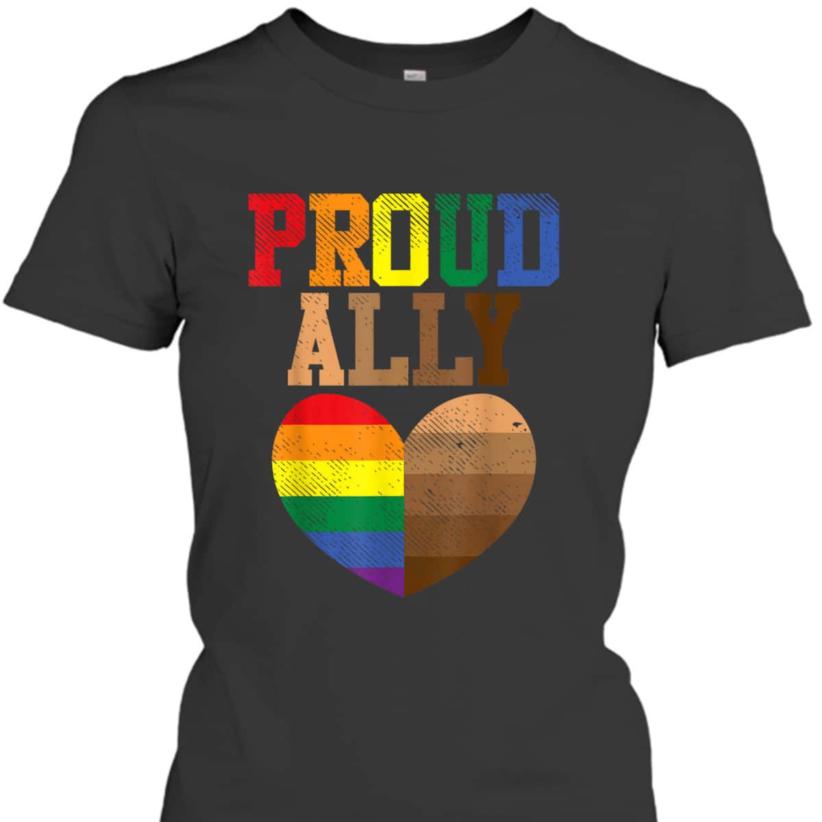 Proud Ally Rainbow Black Pride Heart Love Equality LGBT Gift T-Shirt Proud Ally Rainbow Black Pride Heart Love Equality LGBT Gift T-Shirt