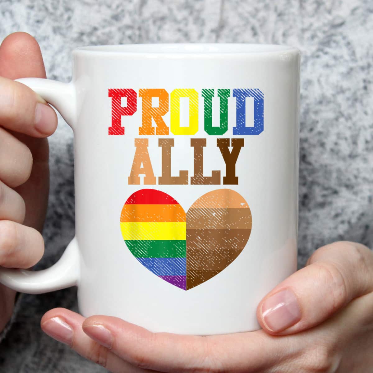 Proud Ally Rainbow Black Pride Heart Love Equality LGBT Gift T-Shirt