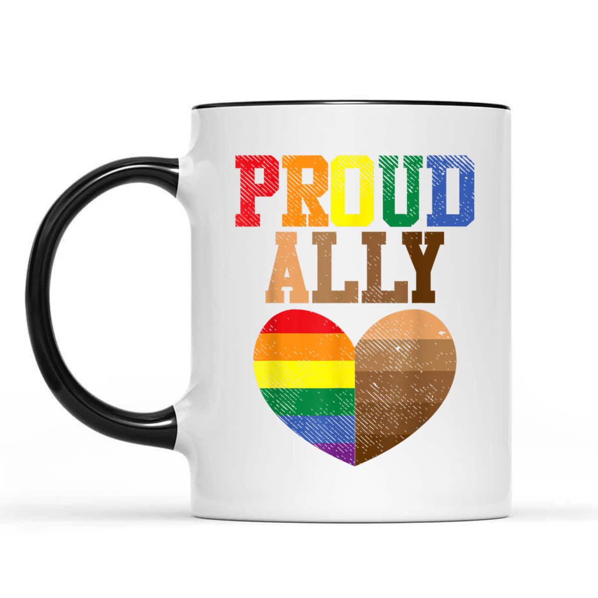 Proud Ally Rainbow Black Pride Heart Love Equality LGBT Gift T-Shirt