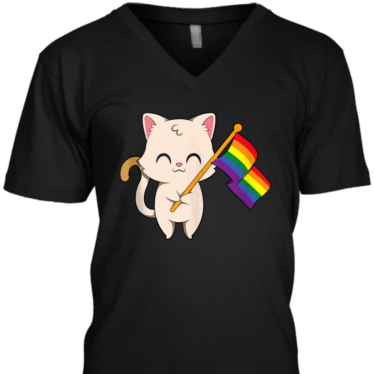 Cat Holding LGBT Flag Equality Pride T-Shirt