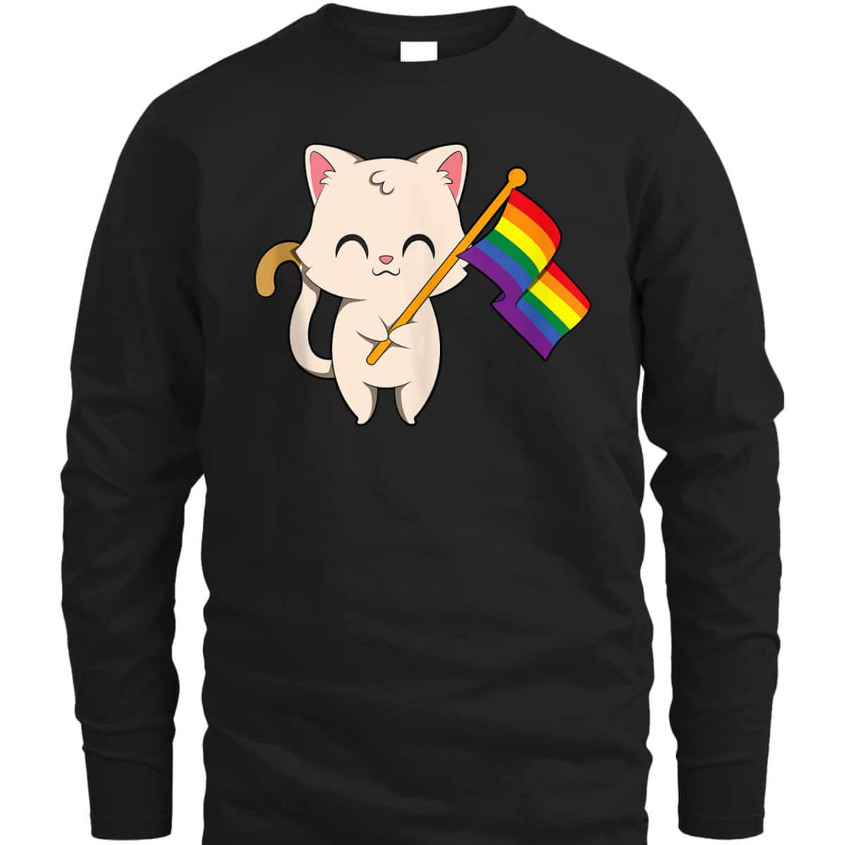 Cat Holding LGBT Flag Equality Pride T-Shirt