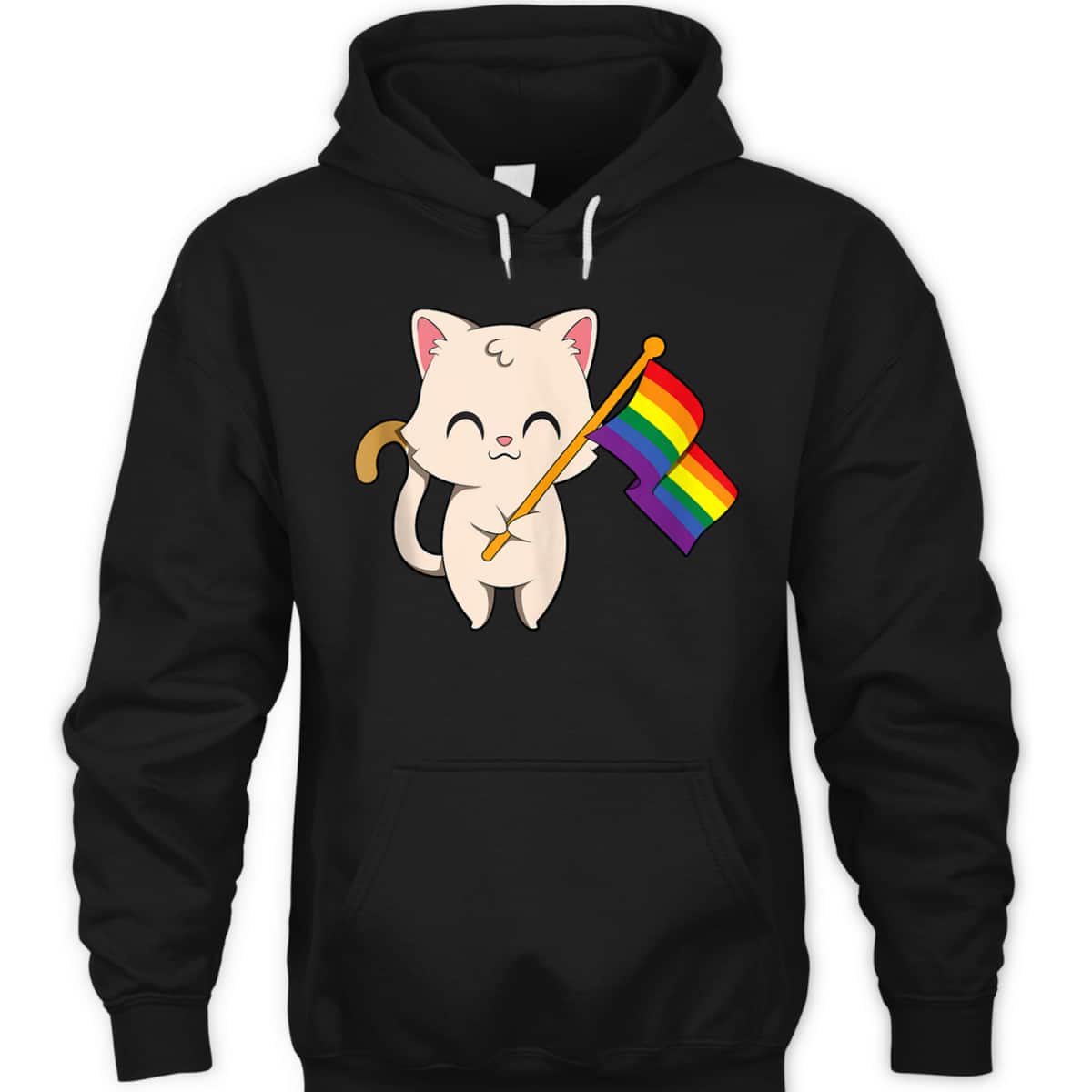 Cat Holding LGBT Flag Equality Pride T-Shirt