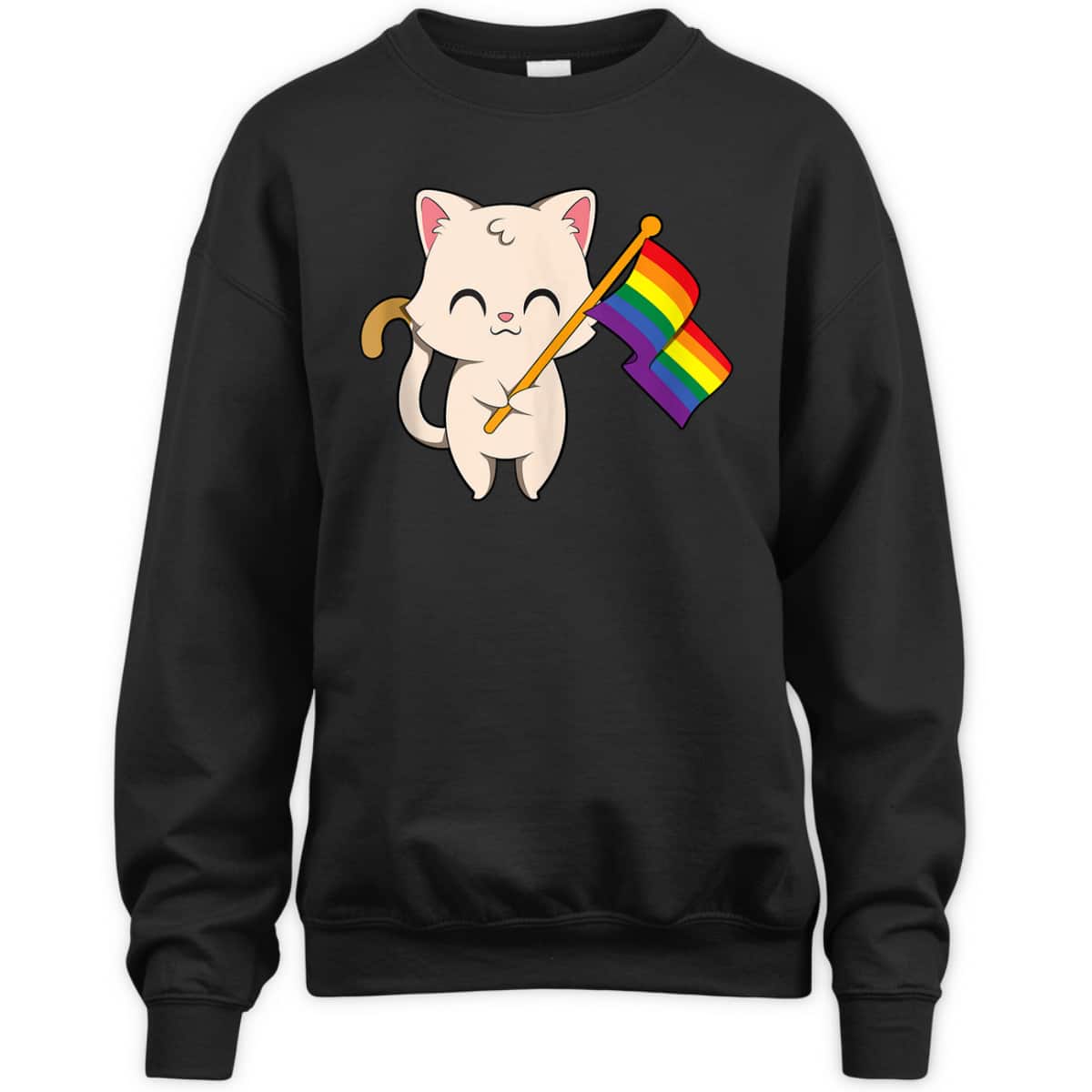 Cat Holding LGBT Flag Equality Pride T-Shirt