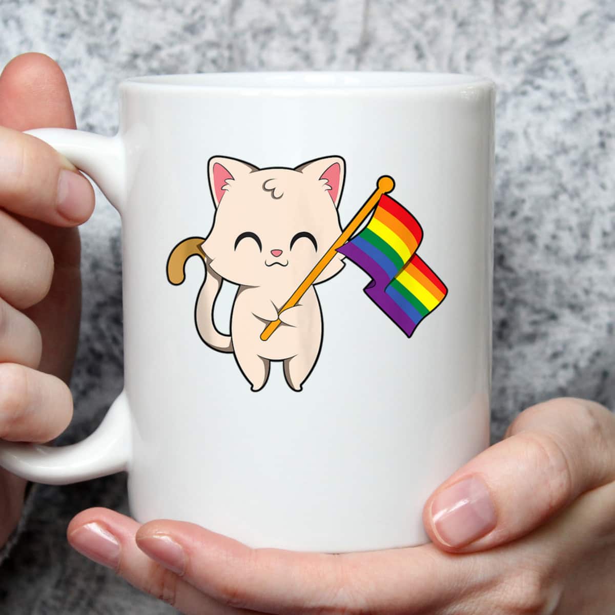 Cat Holding LGBT Flag Equality Pride T-Shirt