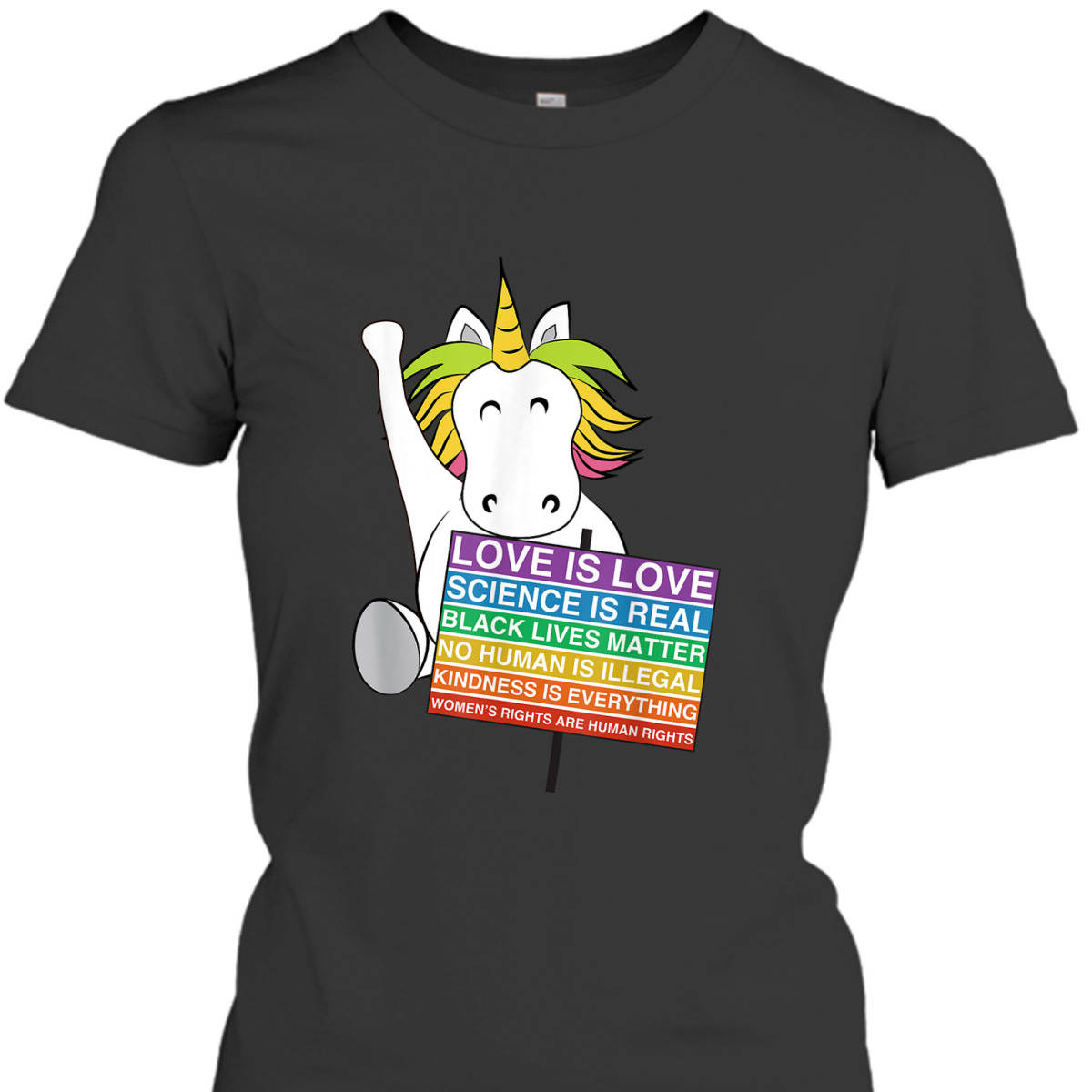 Human Rights Unicorn Equality Social Justice Womens T-Shirt