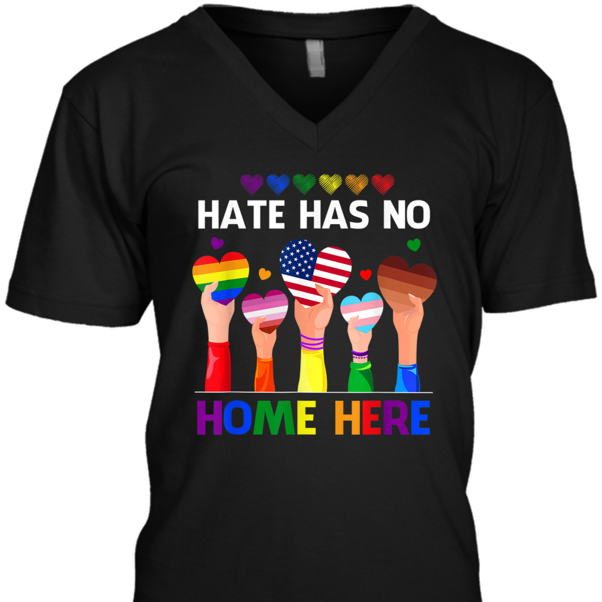 LGBT Hate Has No Home Here Equality Ally Heart Rainbow Flag T-Shirt