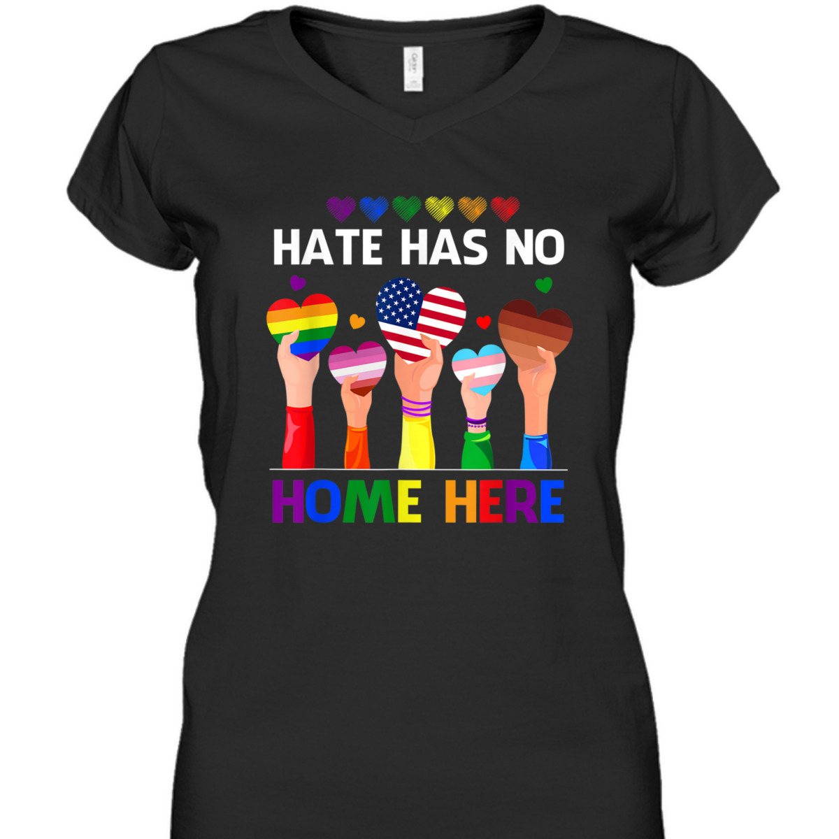 LGBT Hate Has No Home Here Equality Ally Heart Rainbow Flag T-Shirt