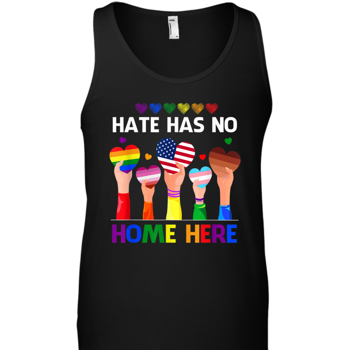 LGBT Hate Has No Home Here Equality Ally Heart Rainbow Flag T-Shirt
