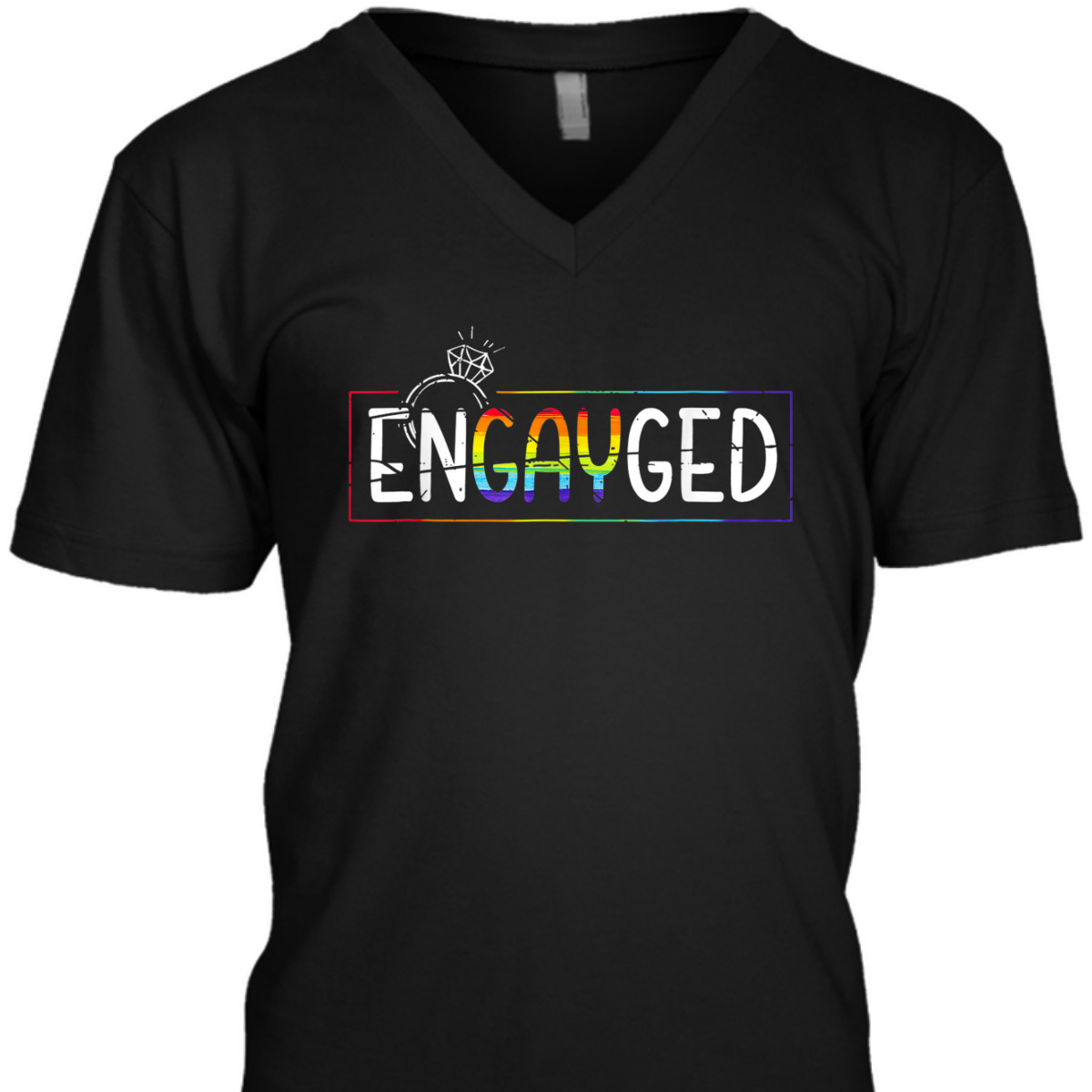 Gay Pride Month Rainbow Flag Equality Engayged LGBT T-Shirt