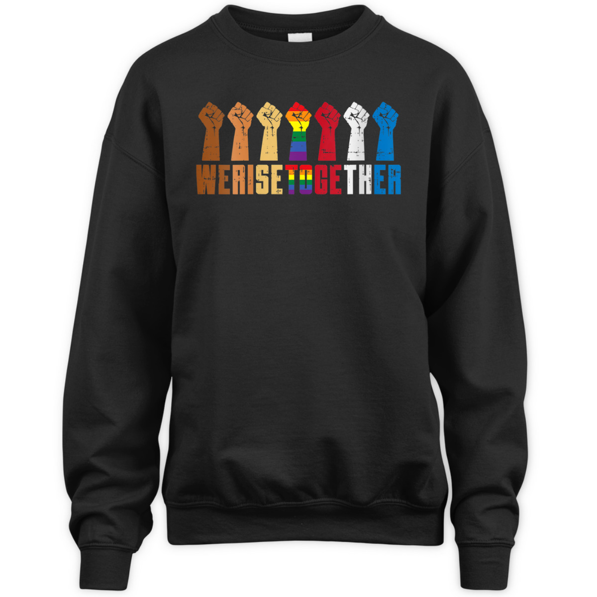Womens We Rise Together Black Rainbow Fist Pride Equality LGBT Gift T-Shirt Womens We Rise Together Black Rainbow Fist Pride Equality LGBT Gift T-Shirt