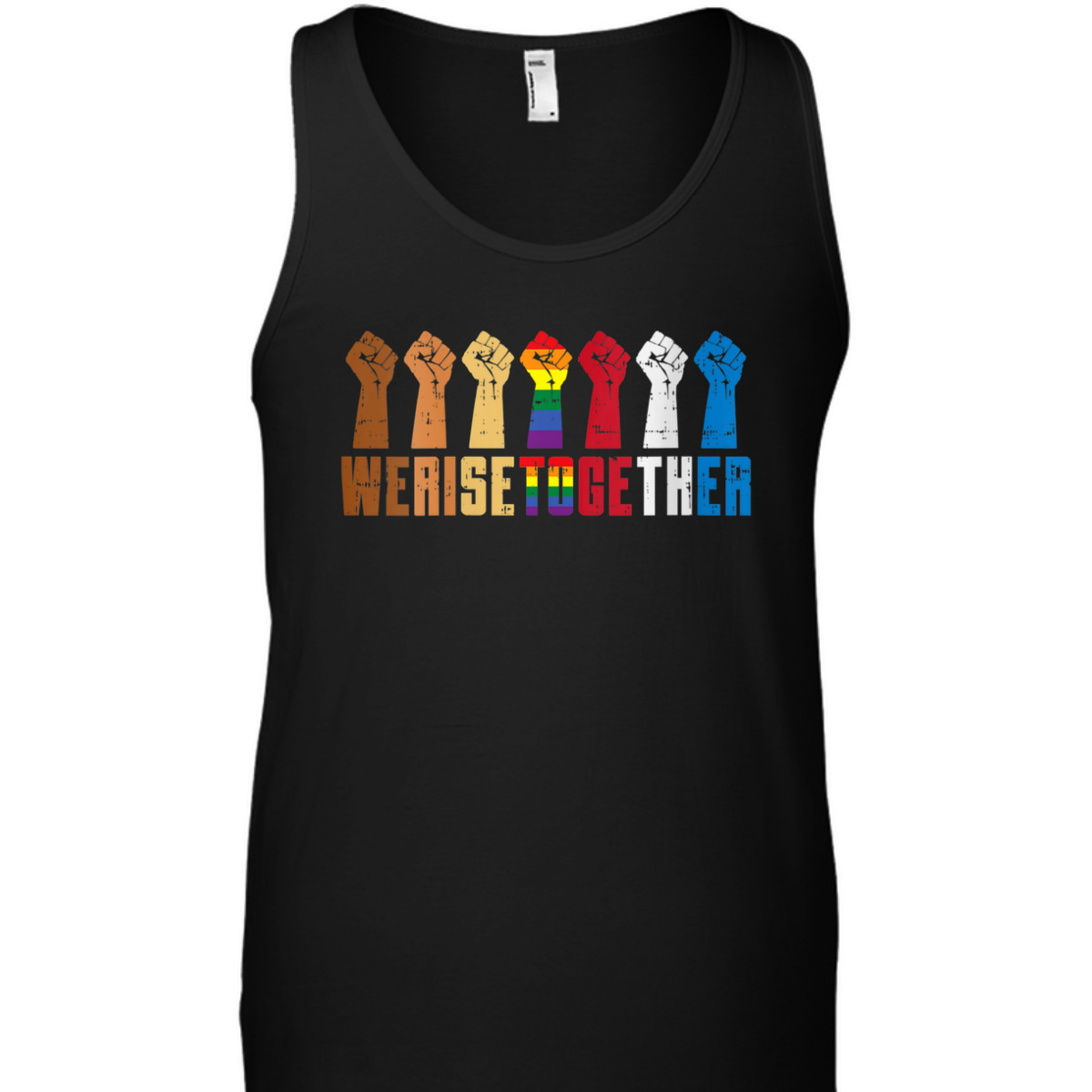 Womens We Rise Together Black Rainbow Fist Pride Equality LGBT Gift T-Shirt