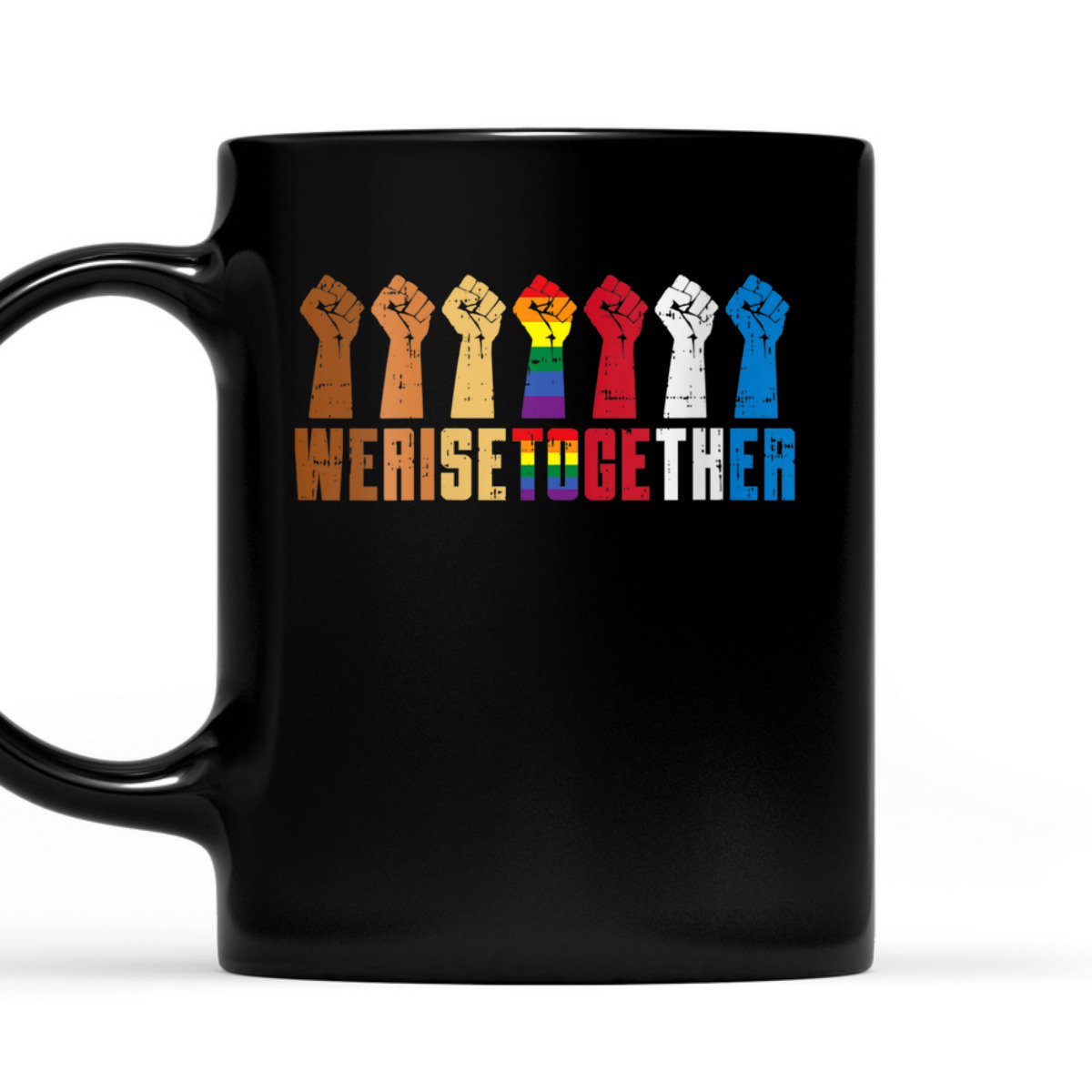 Womens We Rise Together Black Rainbow Fist Pride Equality LGBT Gift T-Shirt Womens We Rise Together Black Rainbow Fist Pride Equality LGBT Gift T-Shirt