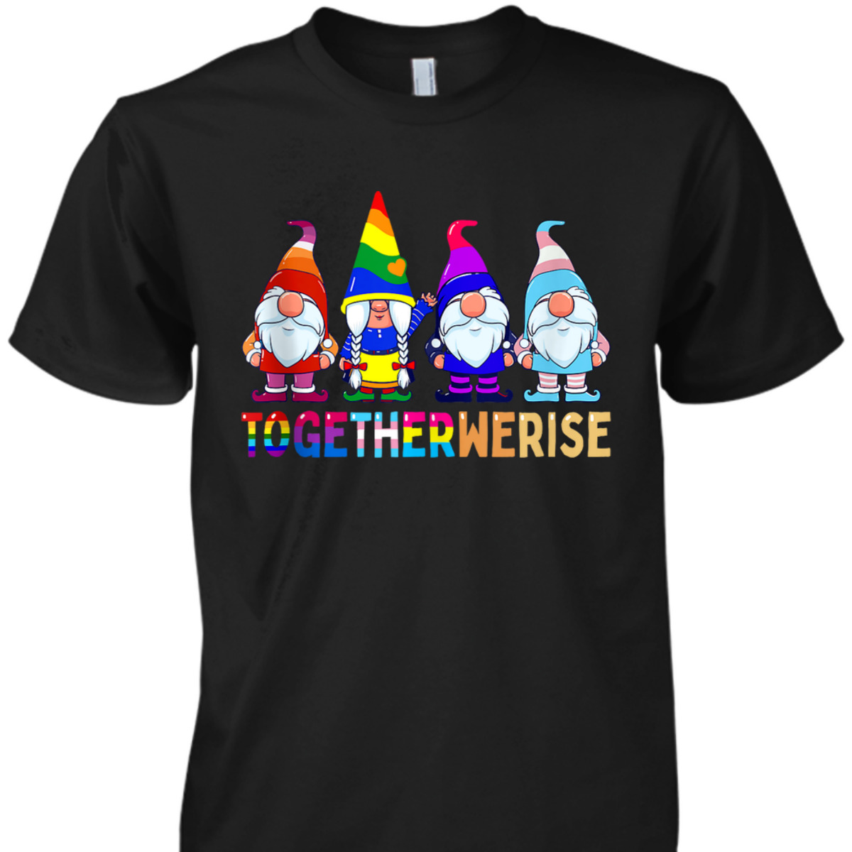 Together We Rise Funny Gnome LGBTQ Equality Ally Pride Month T-Shirt