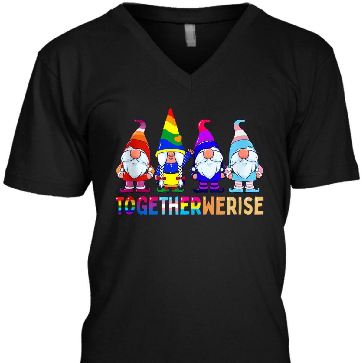 Together We Rise Funny Gnome LGBTQ Equality Ally Pride Month T-Shirt