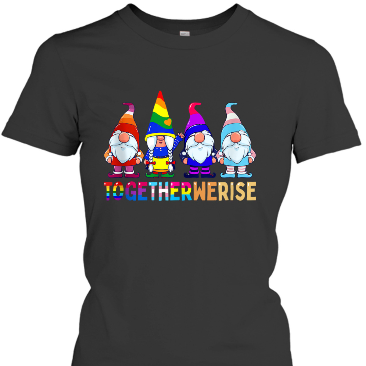Together We Rise Funny Gnome LGBTQ Equality Ally Pride Month T-Shirt
