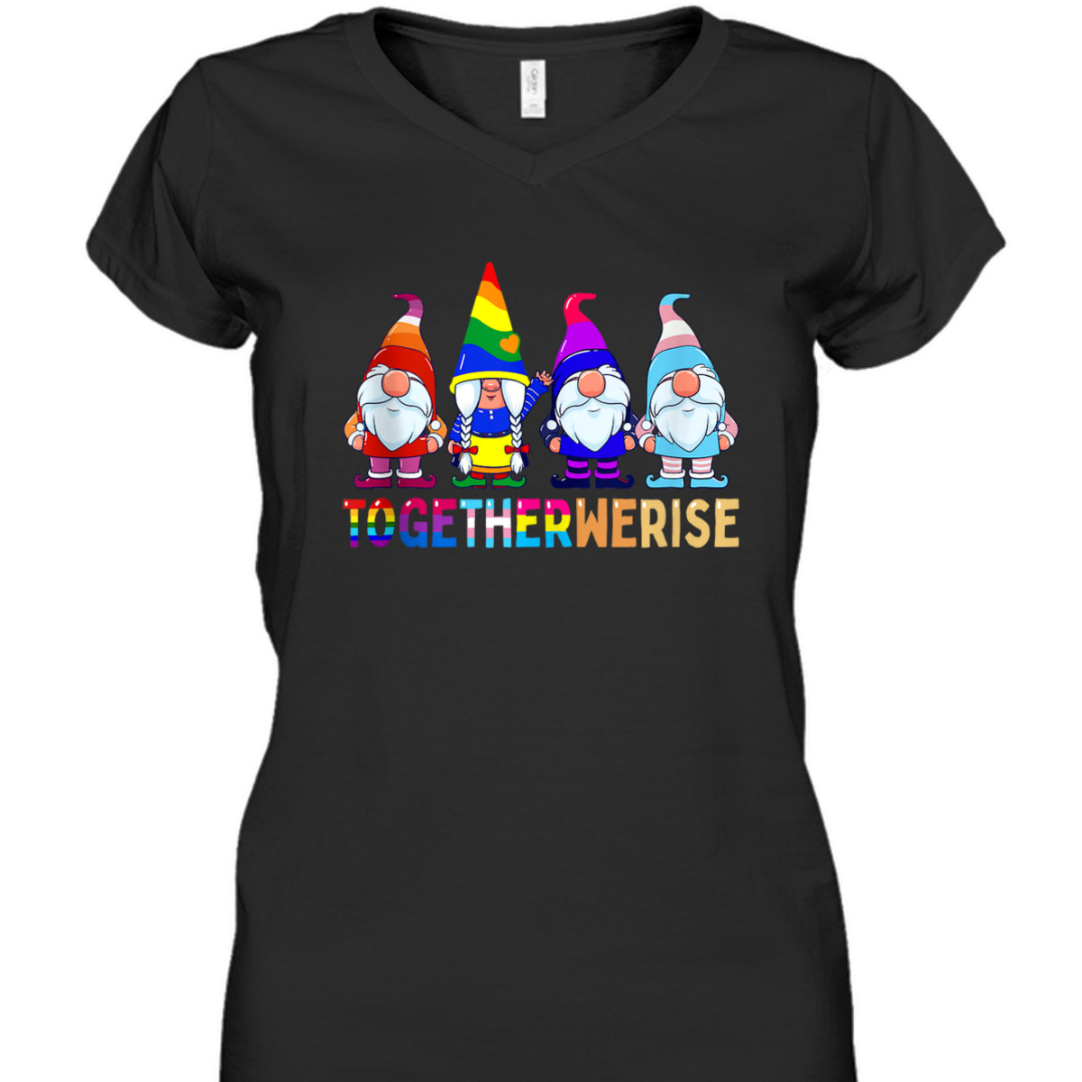 Together We Rise Funny Gnome LGBTQ Equality Ally Pride Month T-Shirt