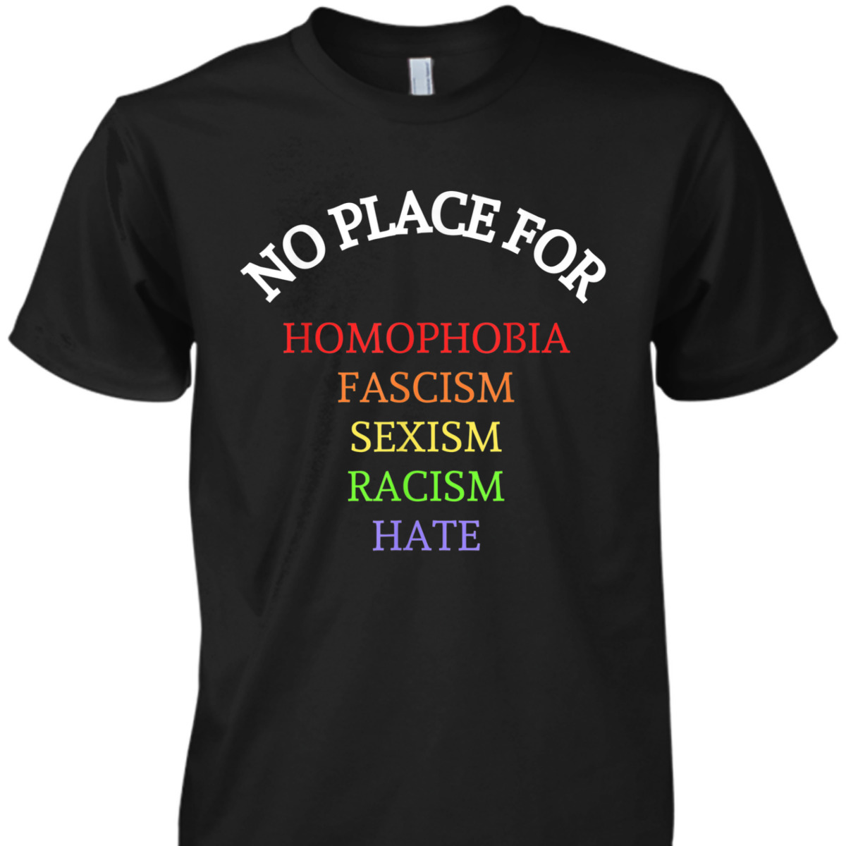 Equality No Place For Homophobia Fascism Racism Sexism Hate T-Shirt
