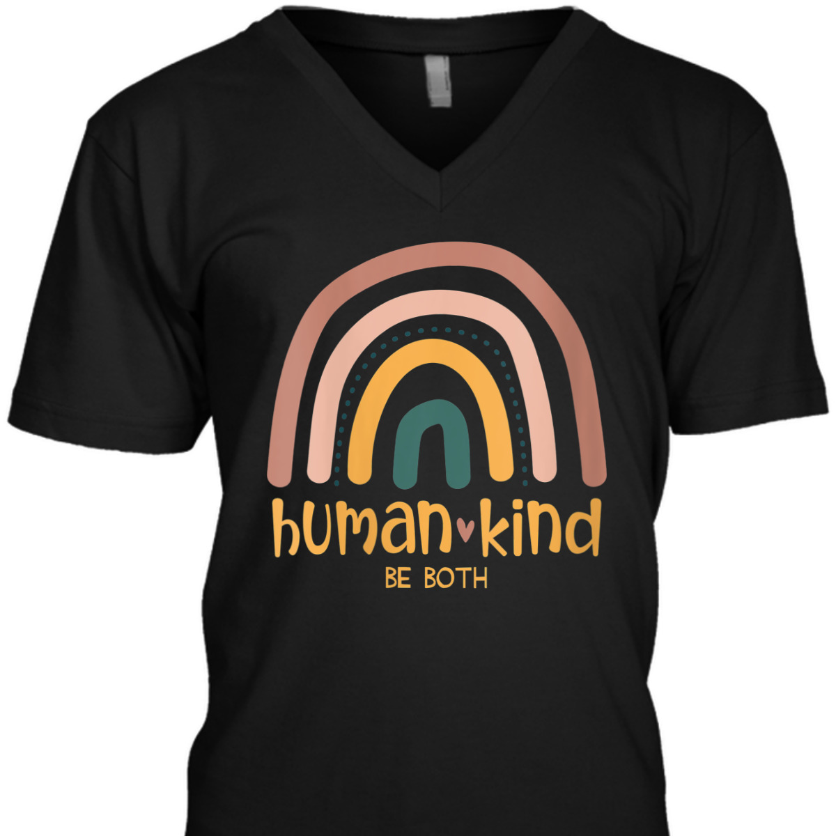 Womens Human Kind Be Both Equality Kindness Humankind Retro Rainbow T-Shirt