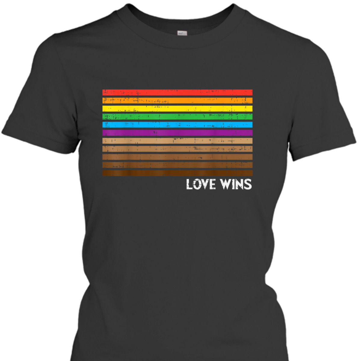 Rainbow Black Pride Flag Love Wins Equality Gay LGBT Gift T-Shirt