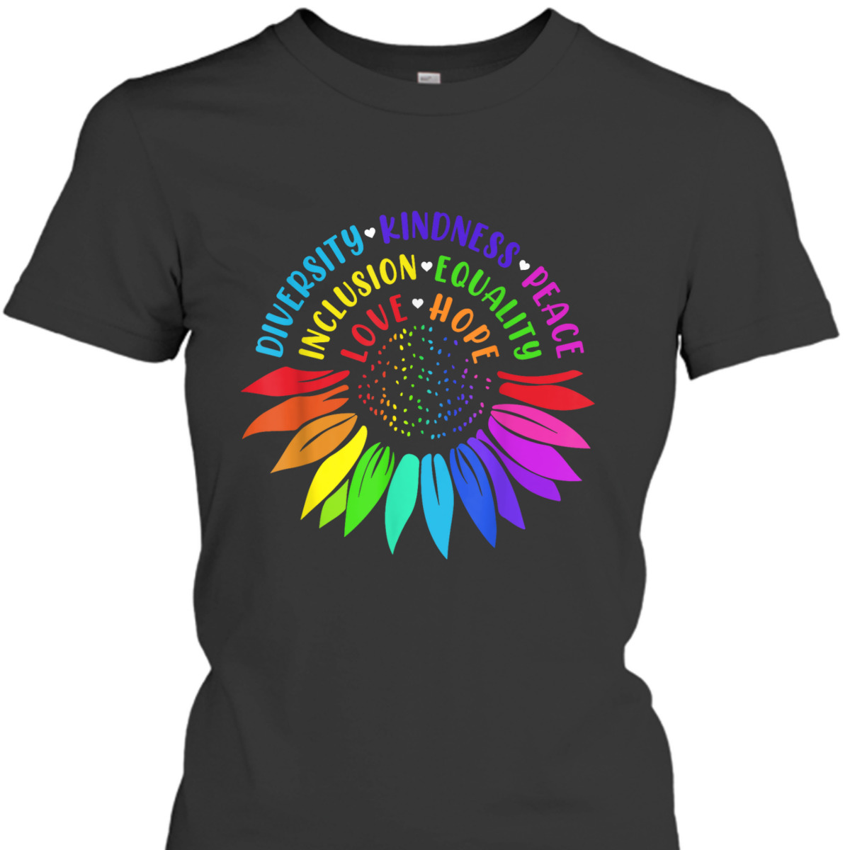 Sunflower Kindness Peace Equality Rainbow Flag LGBTQ Pride T-Shirt