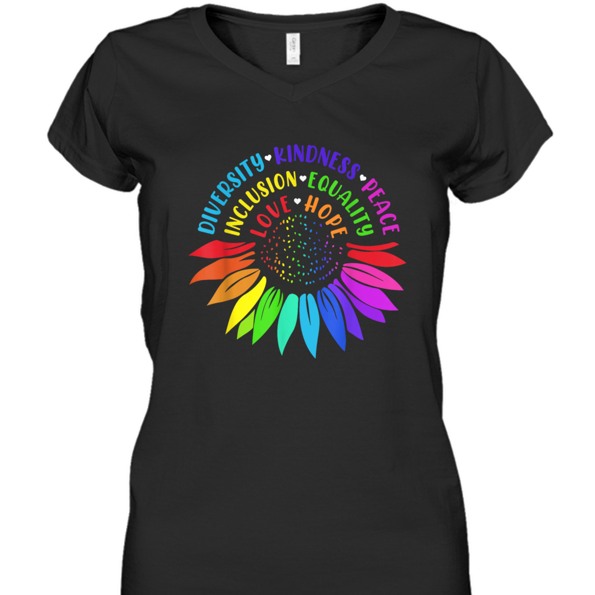 Sunflower Kindness Peace Equality Rainbow Flag LGBTQ Pride T-Shirt