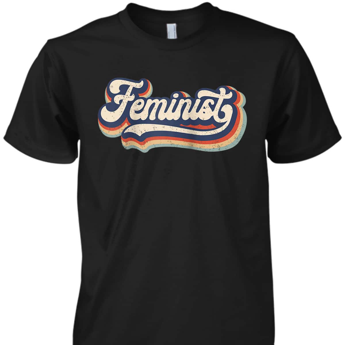 Feminist - Retro 70s Vintage Rainbow - Feminism Gift T-Shirt