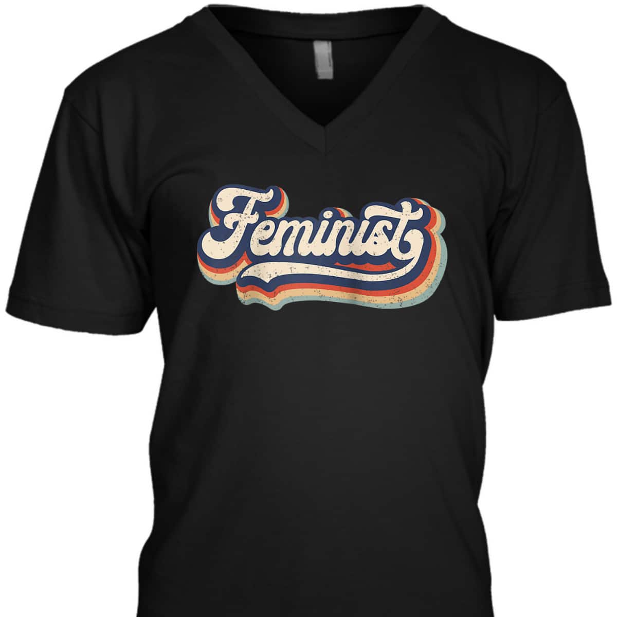 Feminist - Retro 70s Vintage Rainbow - Feminism Gift T-Shirt