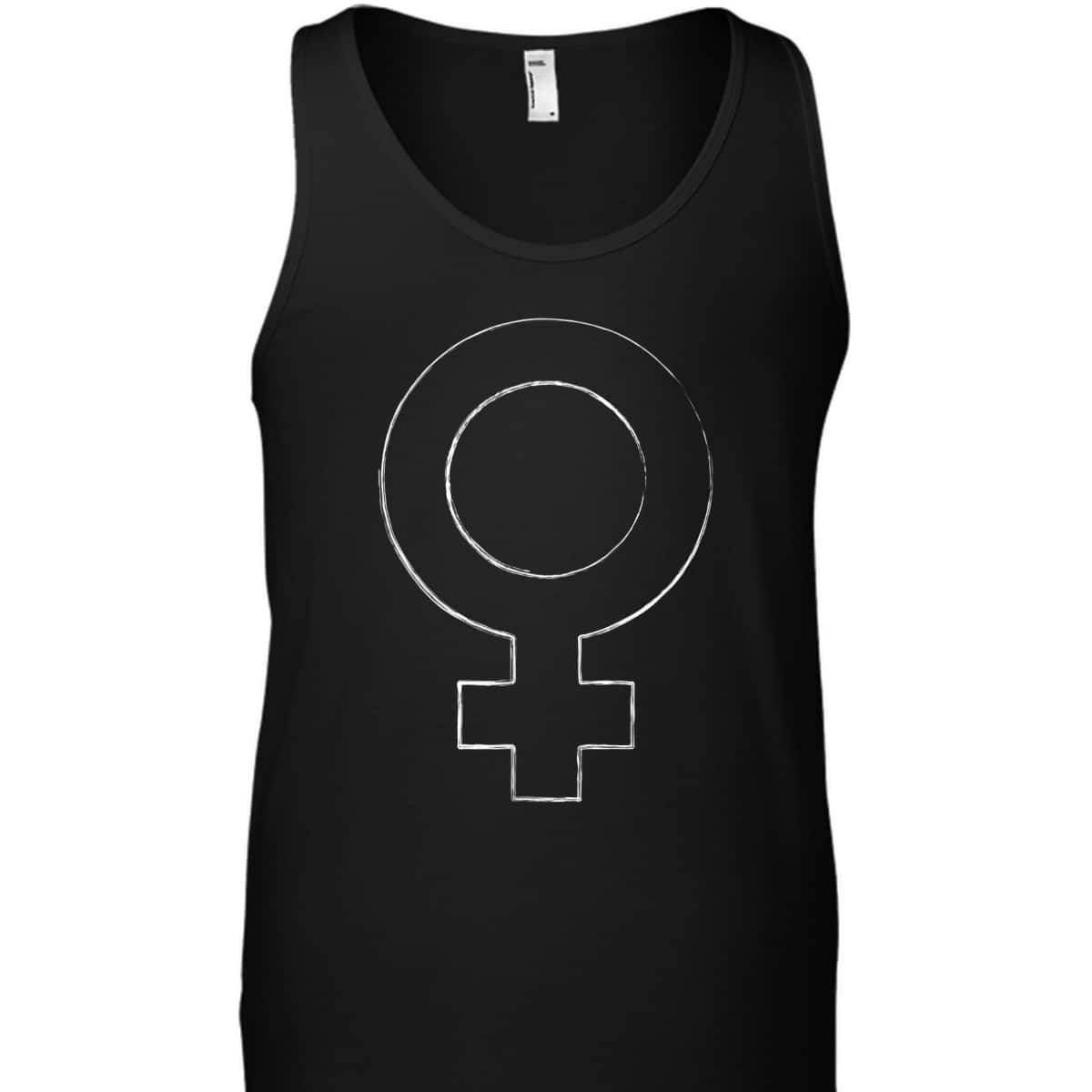 Womens Female Venus Gender White Symbol Proud Feminist Af T-Shirt