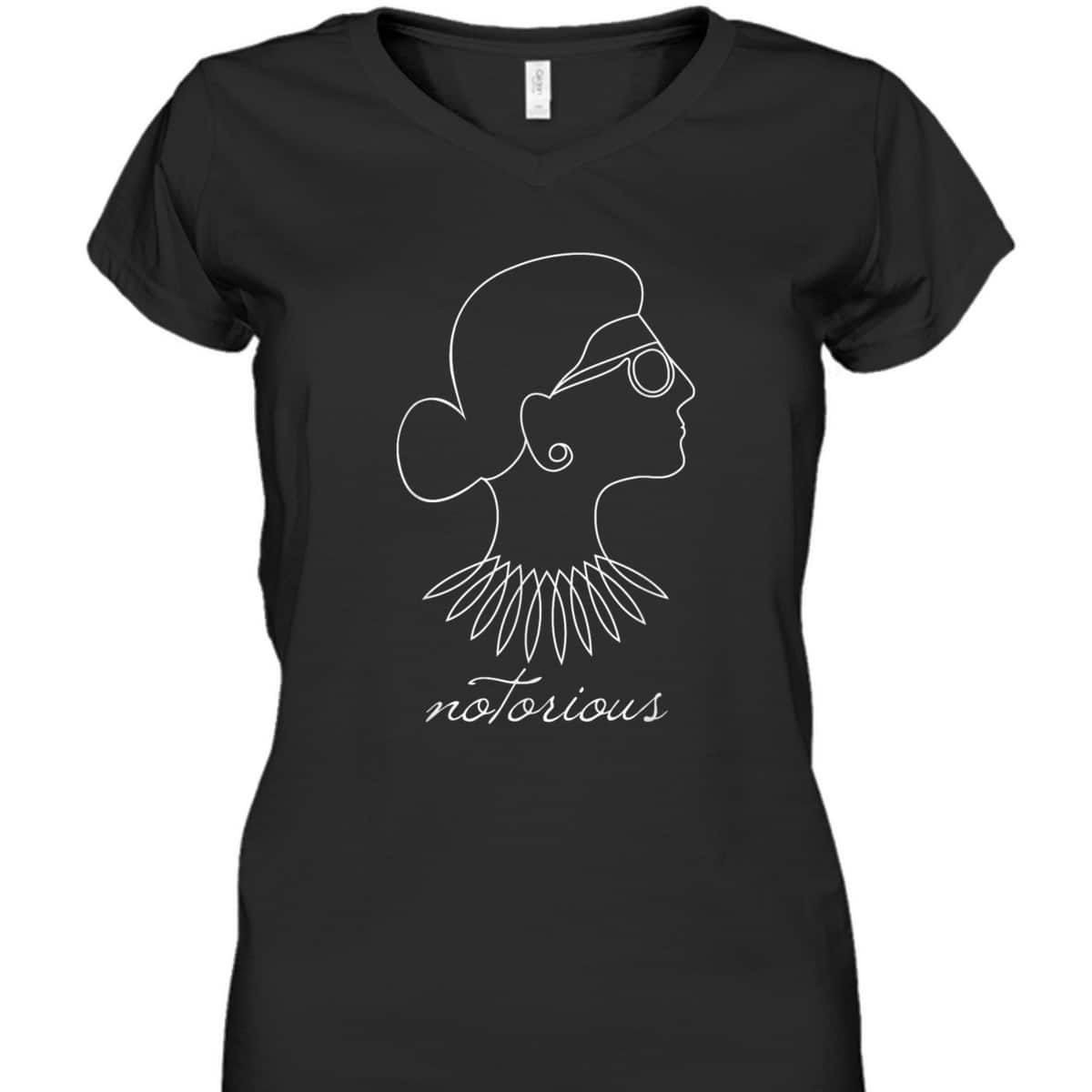 Notorious RBG Feminist Profile Line Drawing T-Shirt