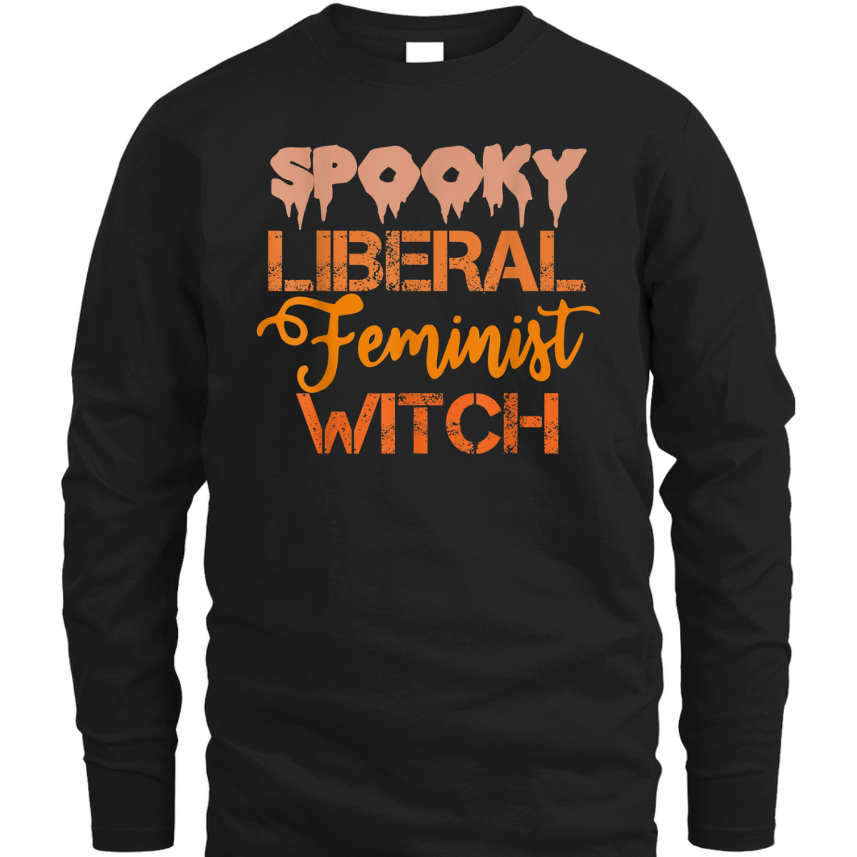 Spooky Liberal Feminist Witch Feminist Messy Bun Halloween T-Shirt