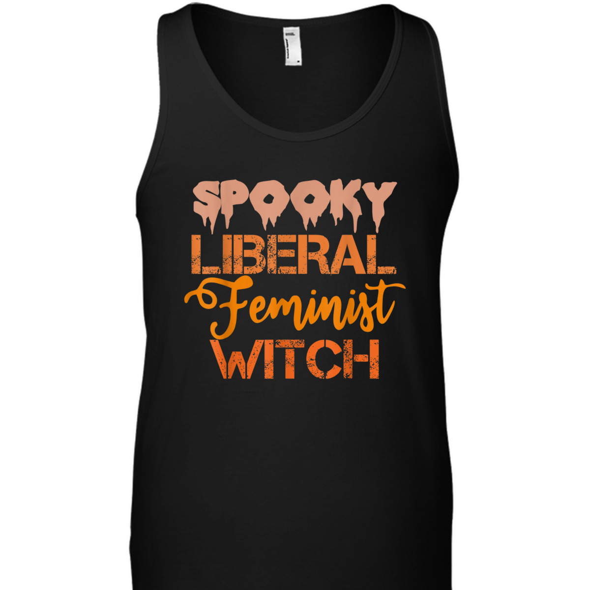 Spooky Liberal Feminist Witch Feminist Messy Bun Halloween T-Shirt
