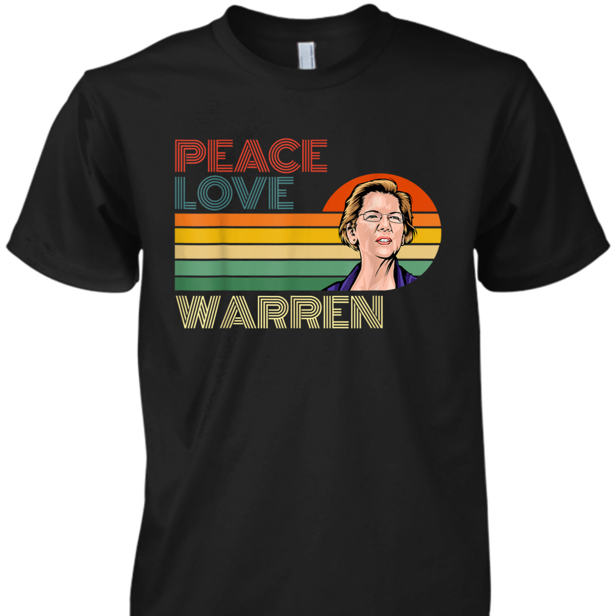 Peace Love Elizabeth Warren Retro Vintage Sunset Feminist T-Shirt