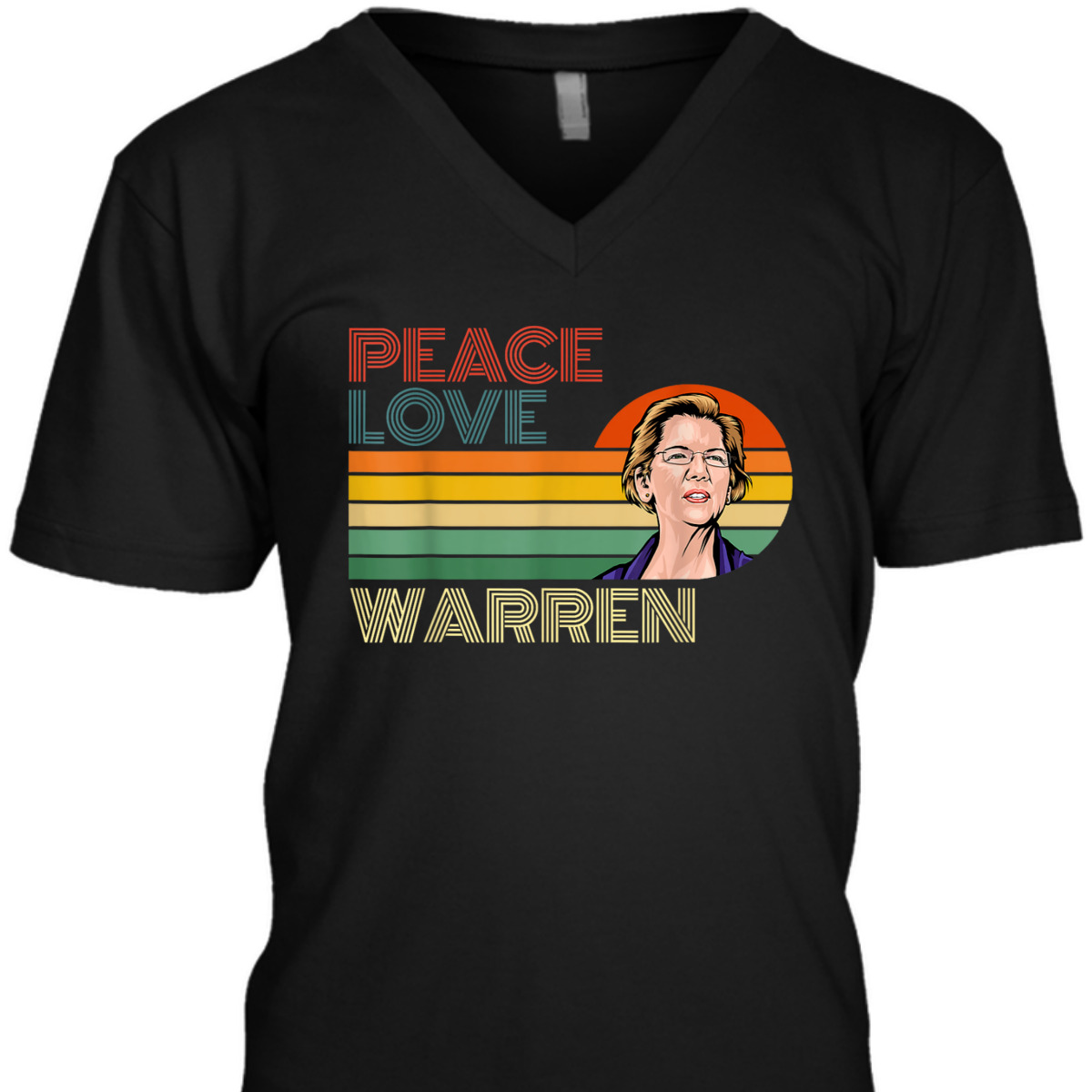 Peace Love Elizabeth Warren Retro Vintage Sunset Feminist T-Shirt Peace Love Elizabeth Warren Retro Vintage Sunset Feminist T-Shirt