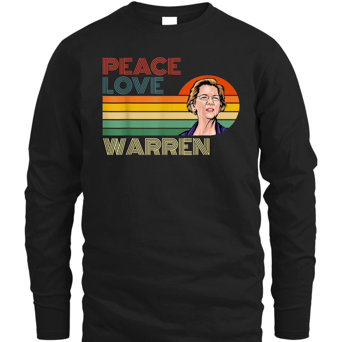 Peace Love Elizabeth Warren Retro Vintage Sunset Feminist T-Shirt Peace Love Elizabeth Warren Retro Vintage Sunset Feminist T-Shirt