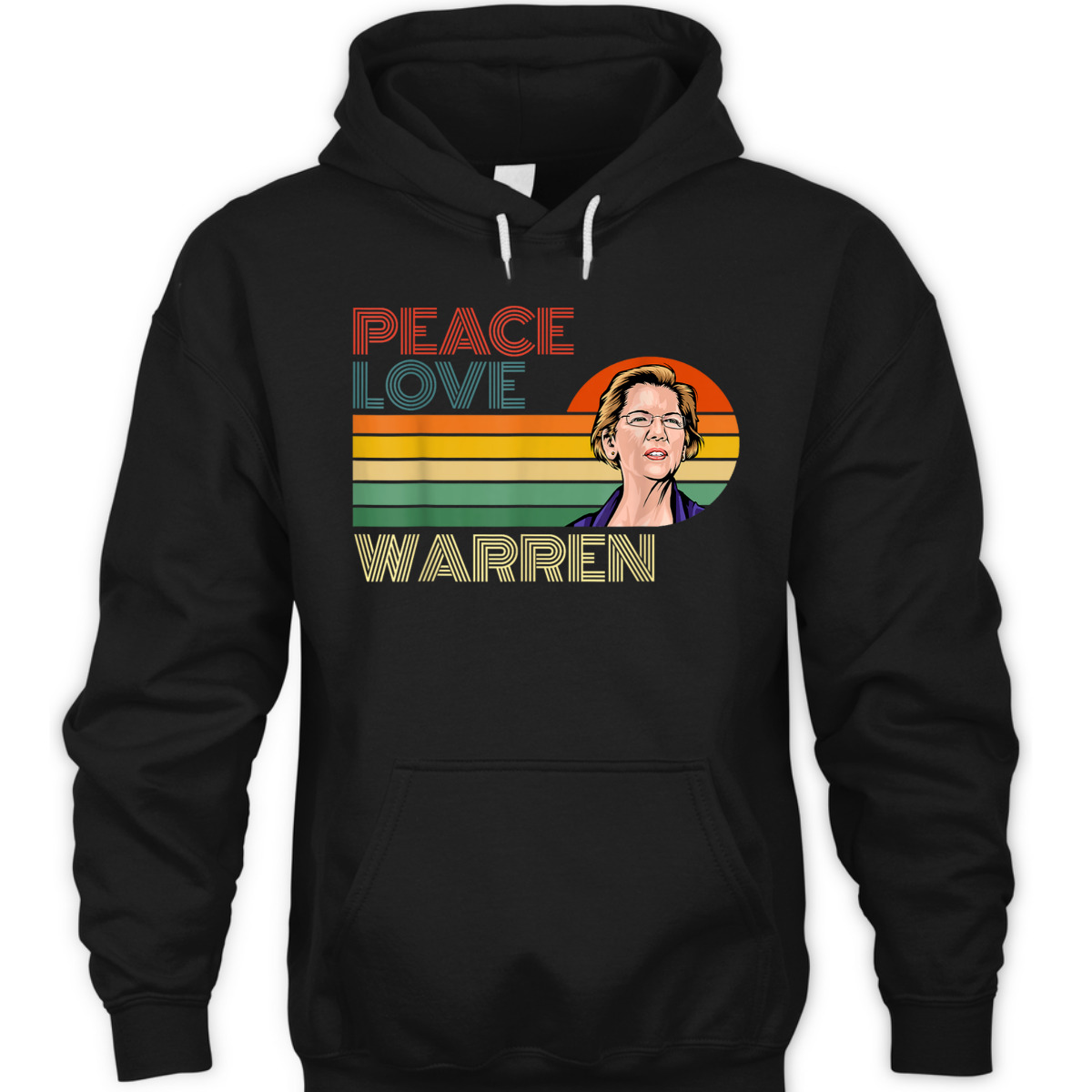 Peace Love Elizabeth Warren Retro Vintage Sunset Feminist T-Shirt