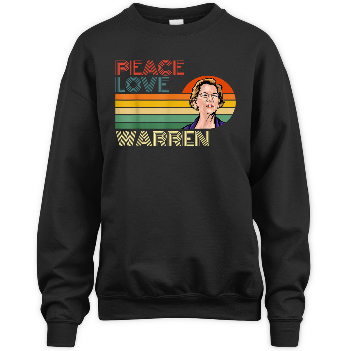 Peace Love Elizabeth Warren Retro Vintage Sunset Feminist T-Shirt