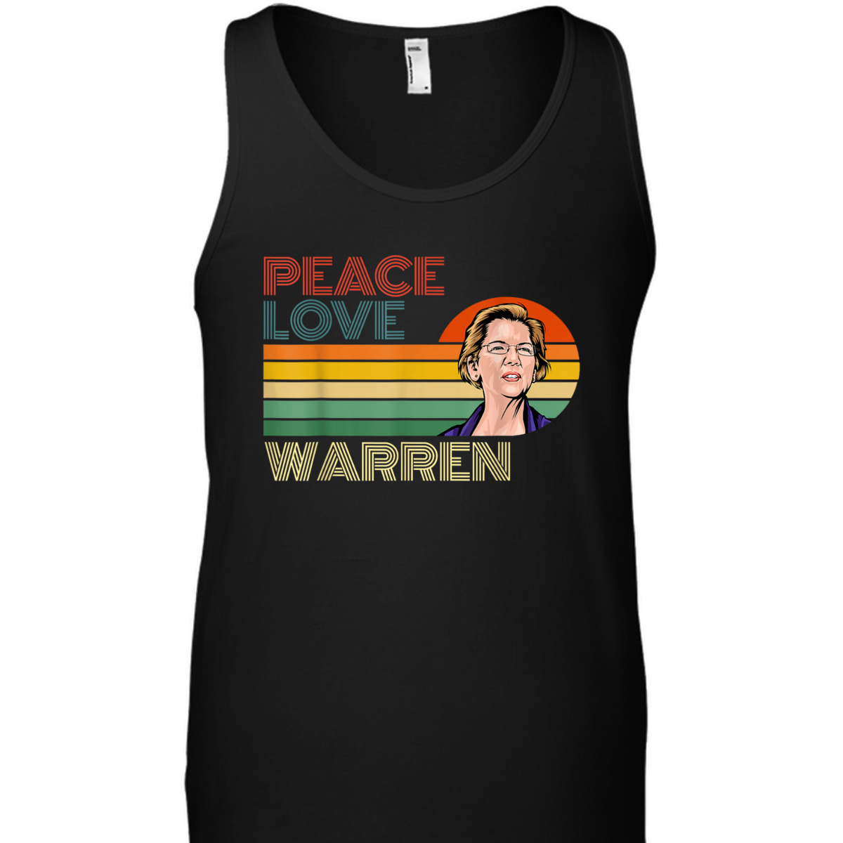 Peace Love Elizabeth Warren Retro Vintage Sunset Feminist T-Shirt