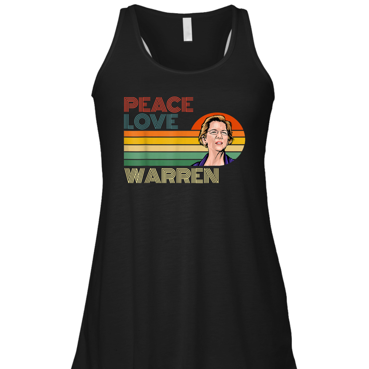Peace Love Elizabeth Warren Retro Vintage Sunset Feminist T-Shirt