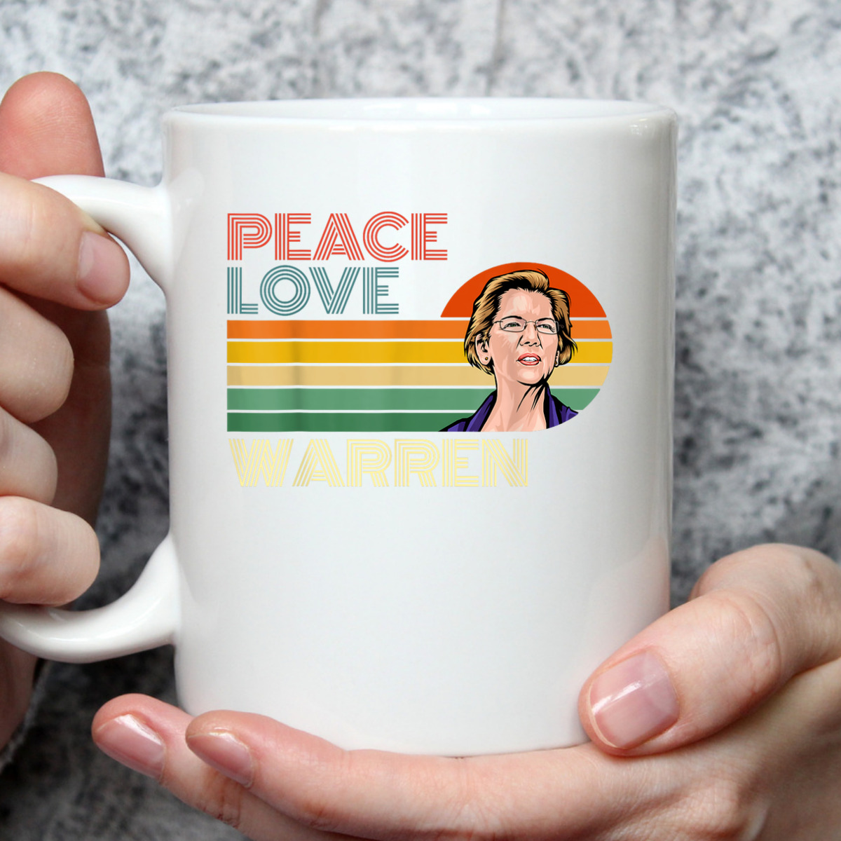 Peace Love Elizabeth Warren Retro Vintage Sunset Feminist T-Shirt