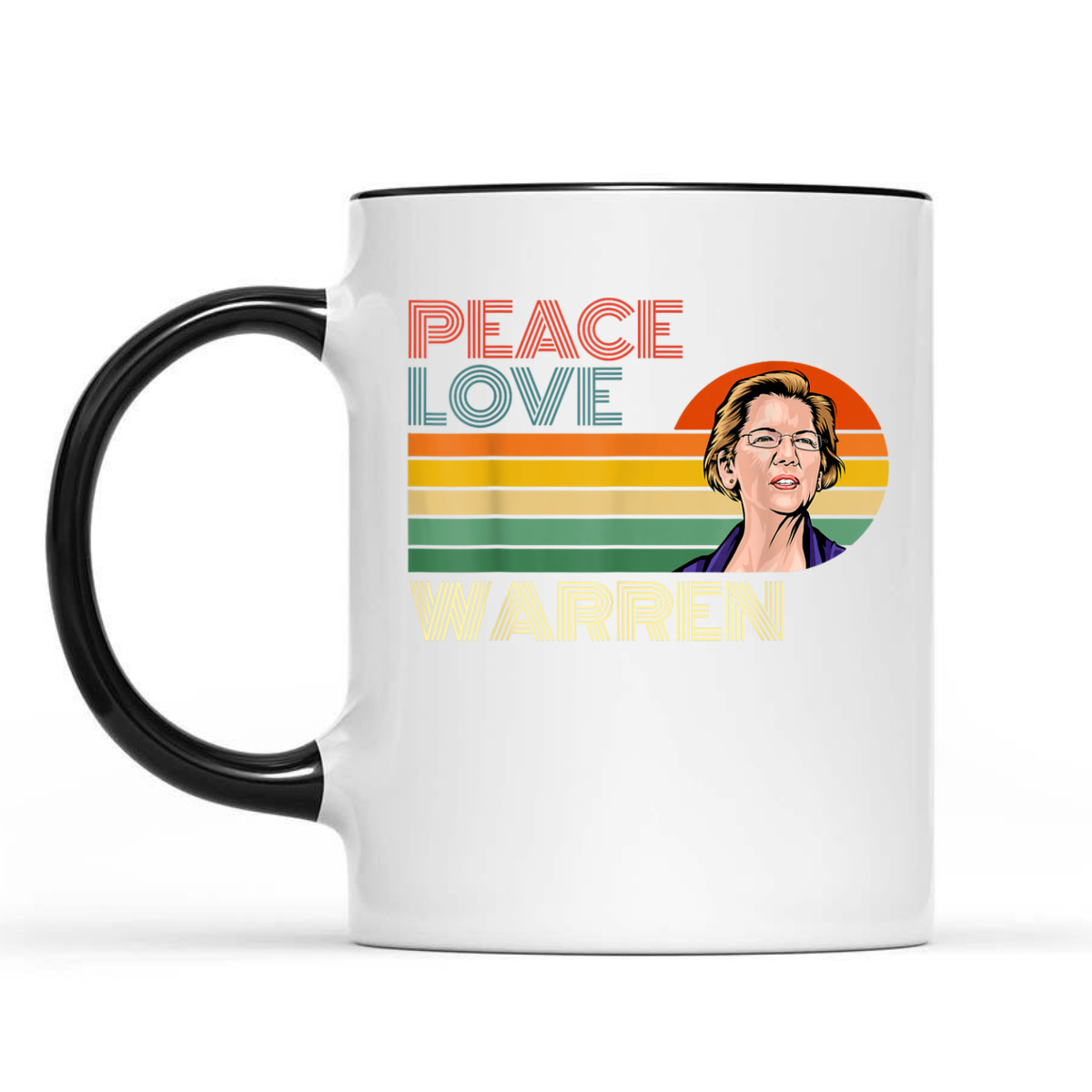 Peace Love Elizabeth Warren Retro Vintage Sunset Feminist T-Shirt