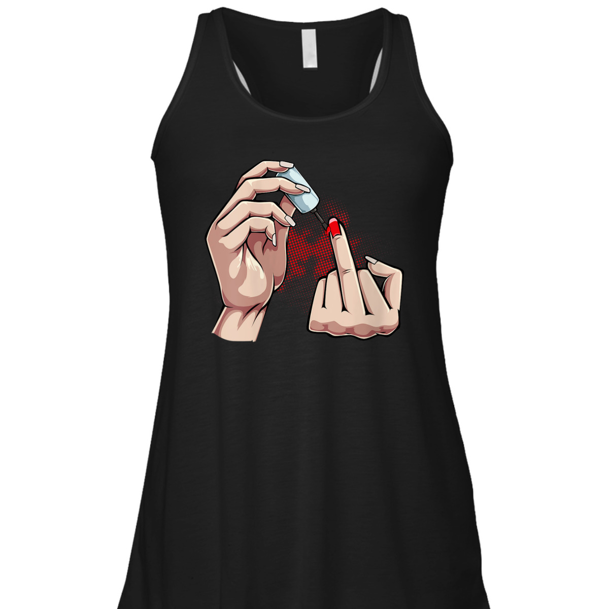 Womens Womens Middle Finger Up Feminist Red Nail Polish Gift Idea T-Shirt