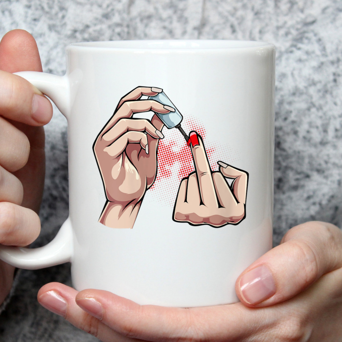 Womens Womens Middle Finger Up Feminist Red Nail Polish Gift Idea T-Shirt