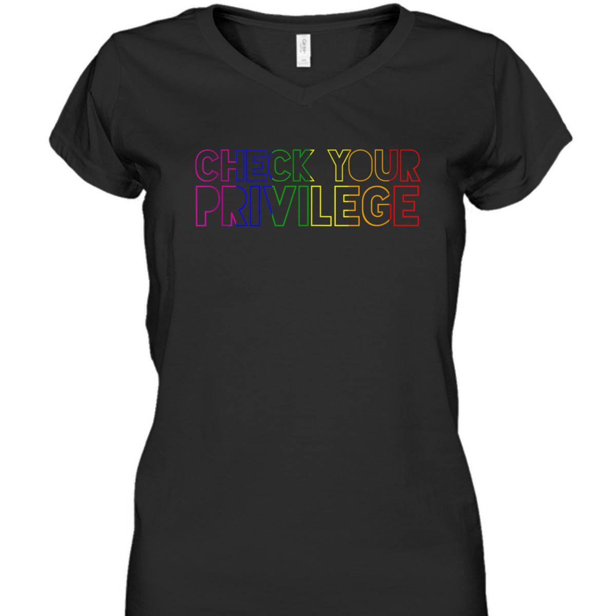 Rainbow Pride Flag Check Your Privilege LGBT Feminist Gay T-Shirt