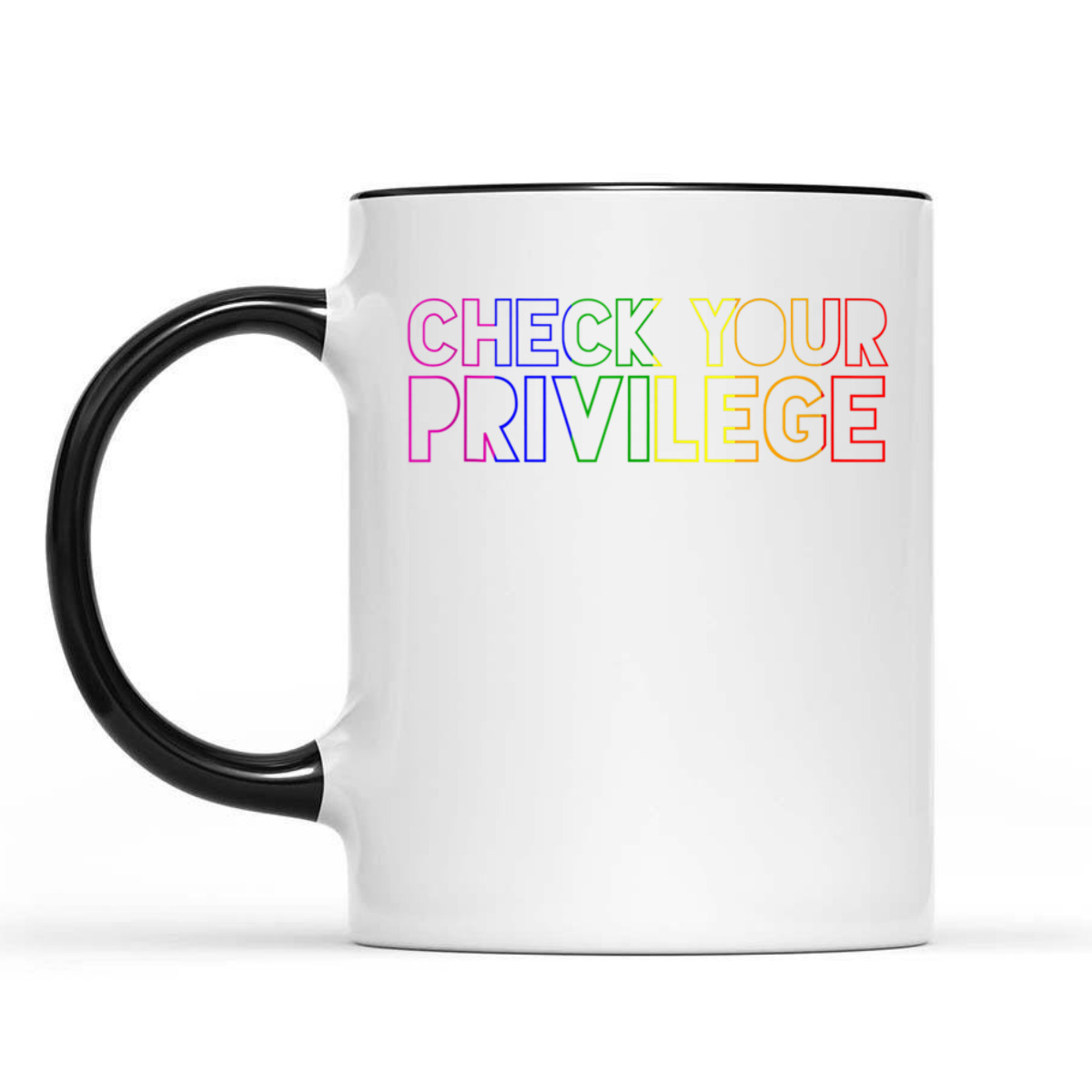 Rainbow Pride Flag Check Your Privilege LGBT Feminist Gay T-Shirt
