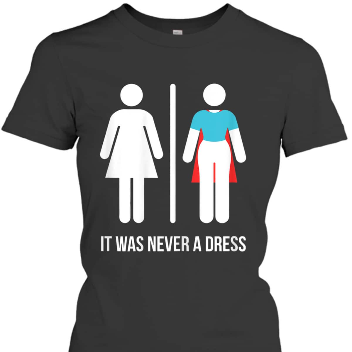 Womens It Was Never A Dress Funny Feminist Superhero, Gift T-Shirt